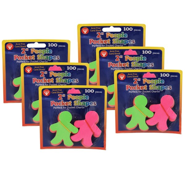 Hygloss Products Pocket Shapes, 2in People, 100 Pieces, PK6 61521